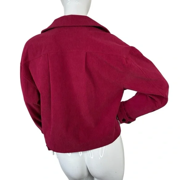 Avec Les Filles Anthro Cropped Corduroy Jacket S Shacket coat Raspberry pink Red - Picture 13 of 14